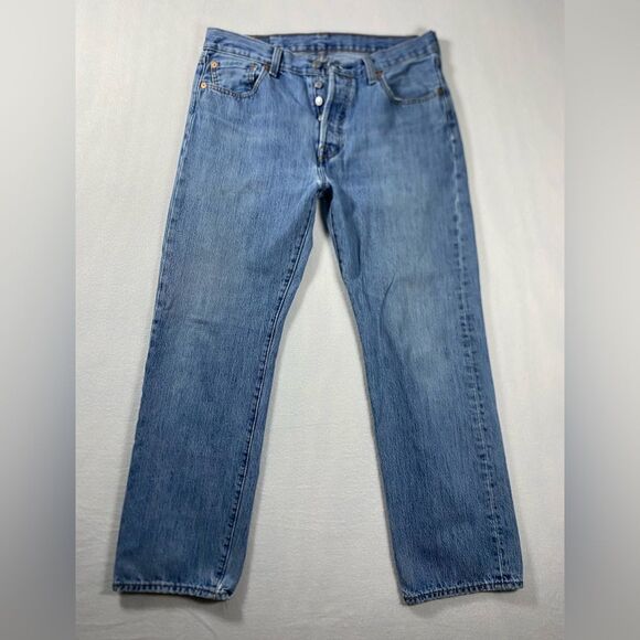 Levi’s 501 Jeans Men’s 33x 29 Blue Regular Straight Fit Button Fly Denim Classic - Picture 1 of 14